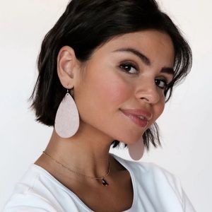 Nickel & Suede small leather teardrop earring in gold